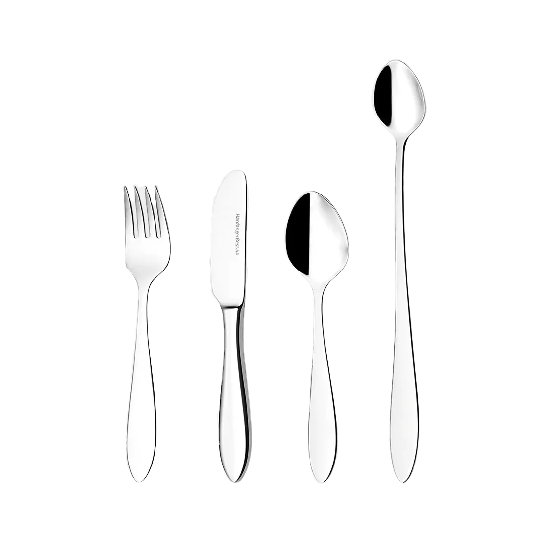 Fjord kinderbestek 4-delig, Roestvrij staal Hardanger Bestikk