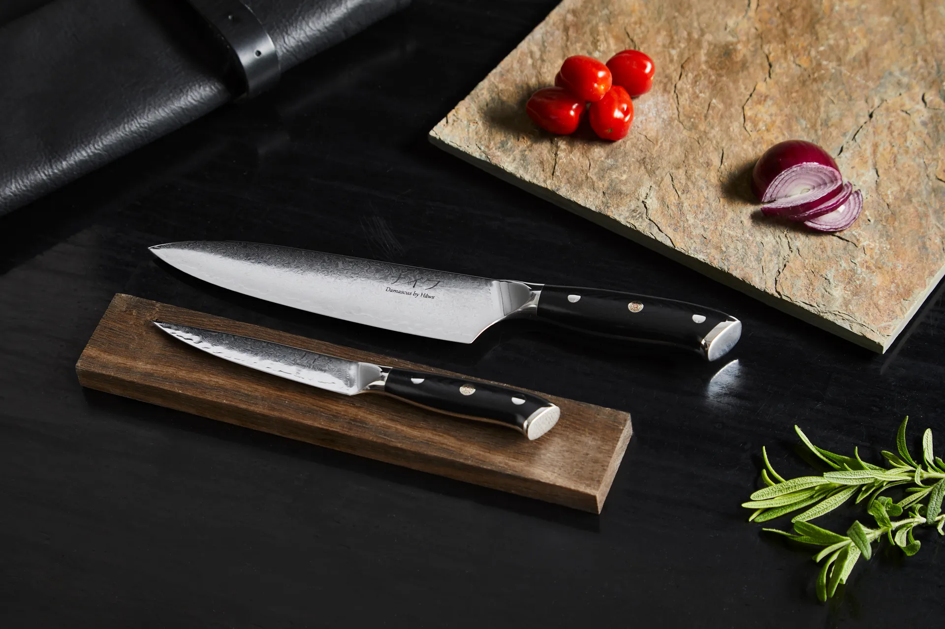 Damascus by Hâws kook- & universeelmes set 2-delig, Zwart-roestvrij staal Hâws