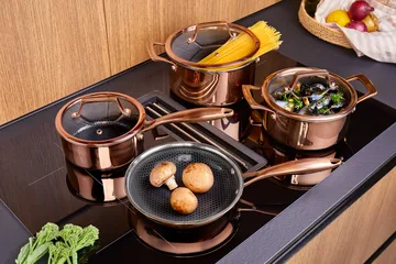 Hâws Santo braadpan met deksel hybrid coating 3,4 L - Rose Gold - Hâws