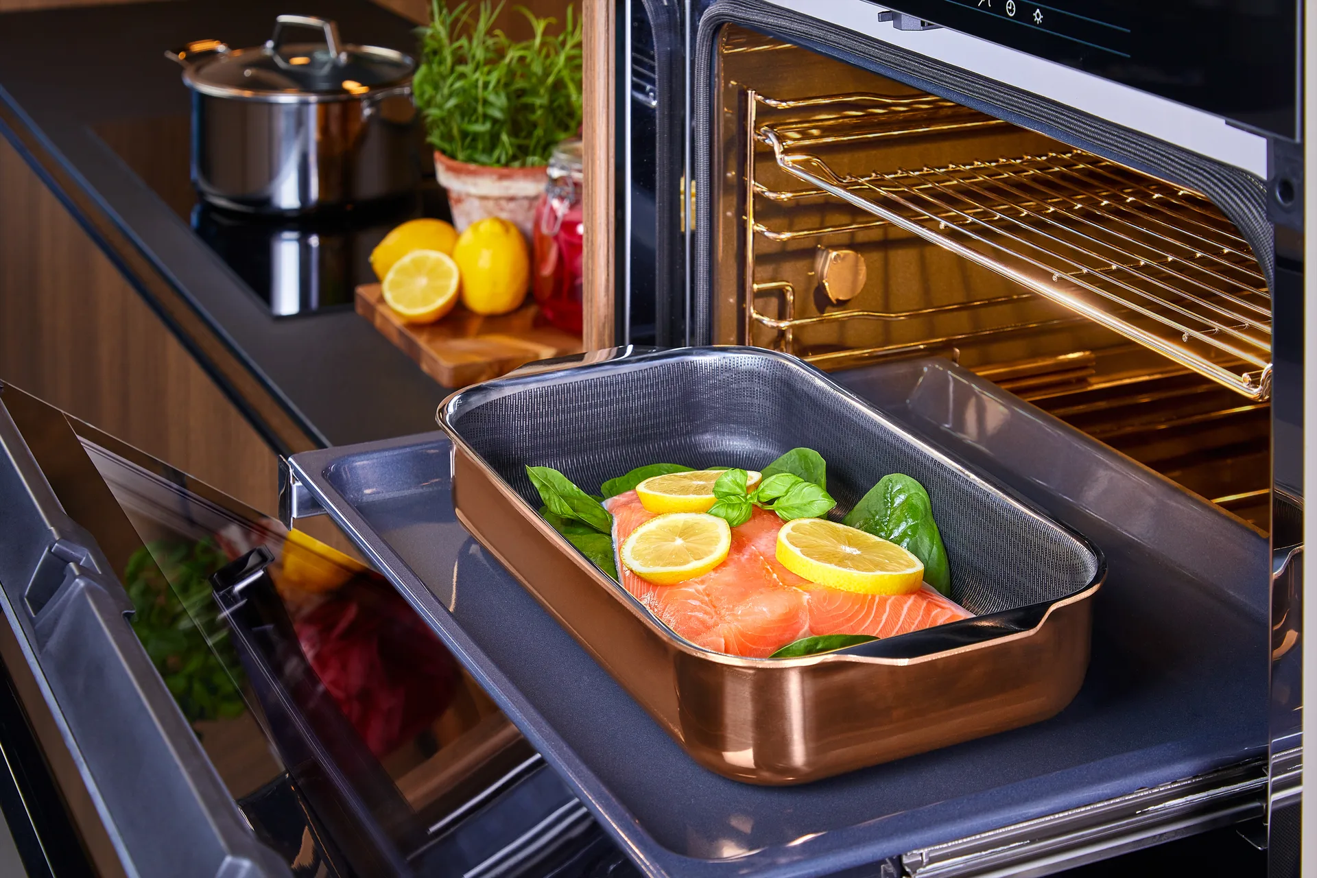 Hâws Santo braadslee ovenschaal hybrid coating roségoud, 32x18 cm Hâws