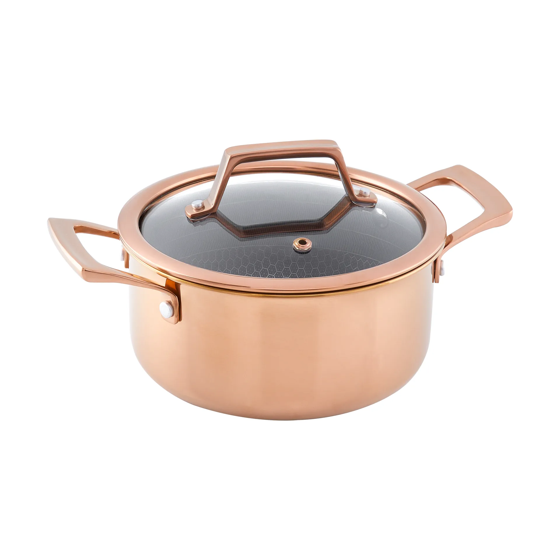 Hâws Santo pan met deksel hybrid coating 2,2 L, Rose Gold Hâws