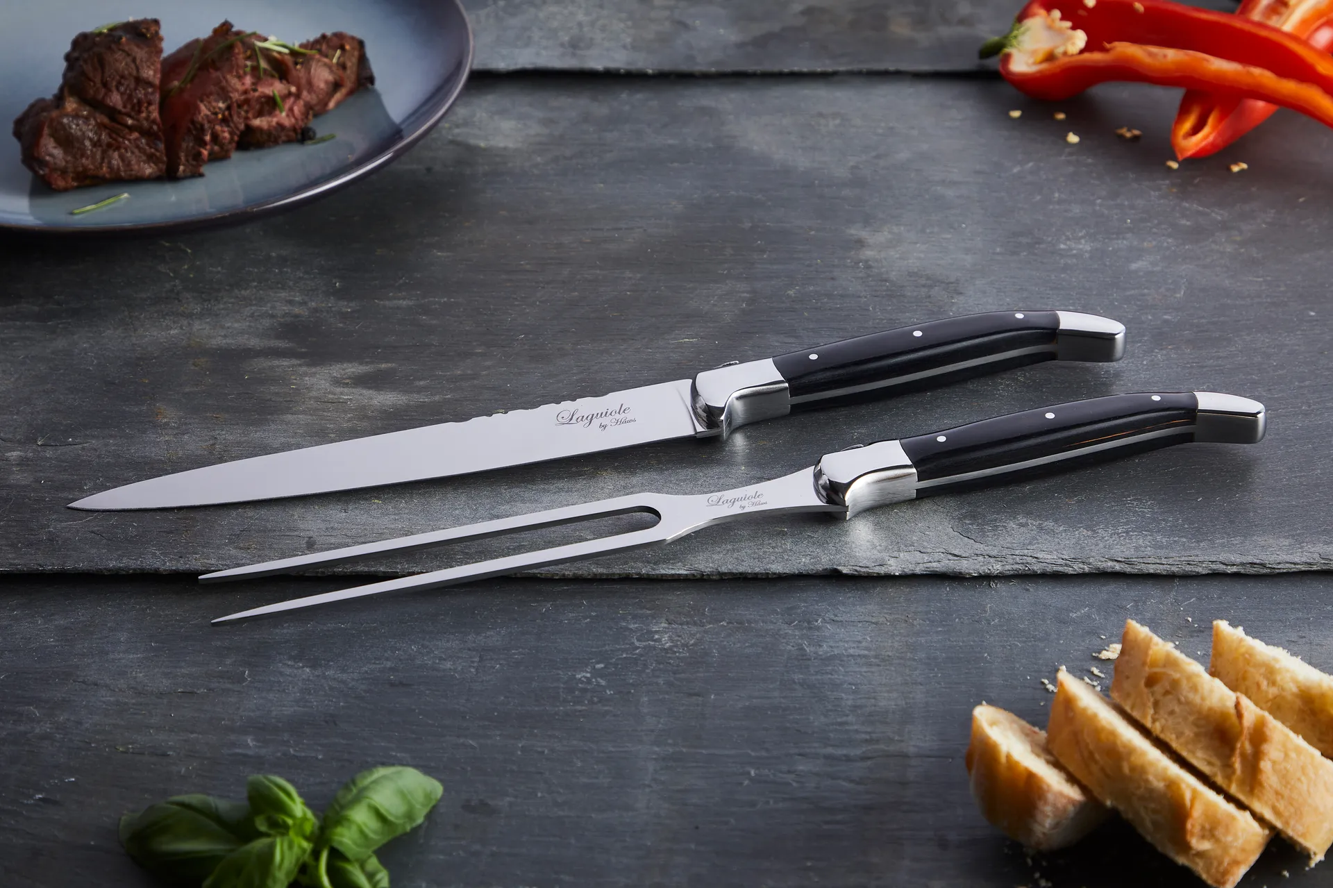 Laguiole By Hâws 2-delige snijset, Black hout Hâws