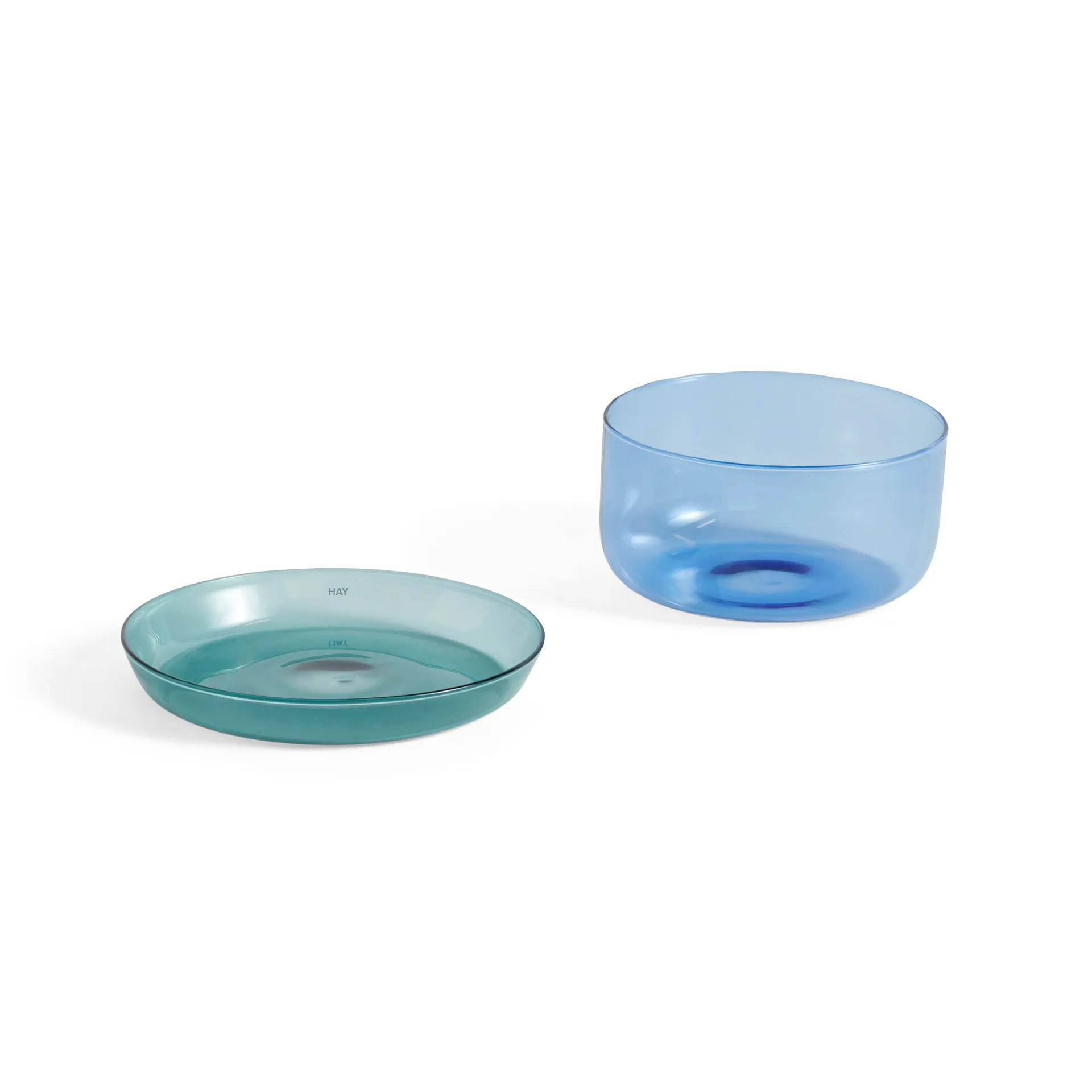 2-in-1 serveerset kom en schotel , Light blue-aqua HAY