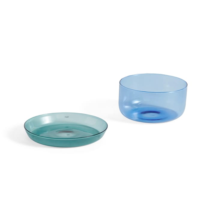 2-in-1 serveerset kom en schotel  - Light blue-aqua - HAY