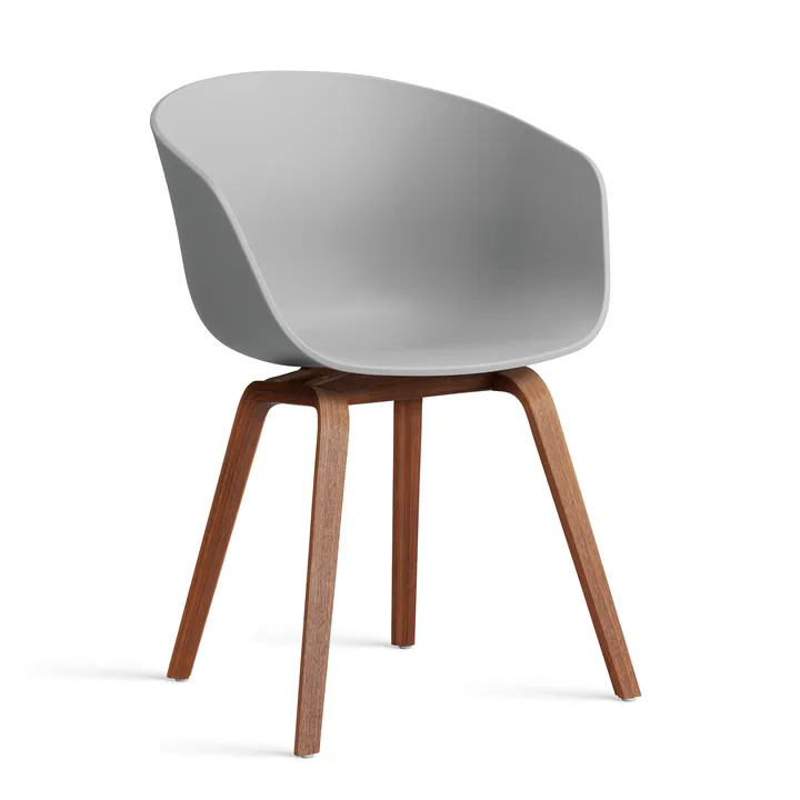 About a Chair 22 2.0 stoel - Concrete grey – gelakt walnoot onderstel - HAY