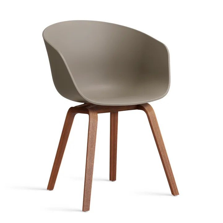 About a Chair 22 2.0 stoel - Khaki – gelakt walnoot onderstel - HAY