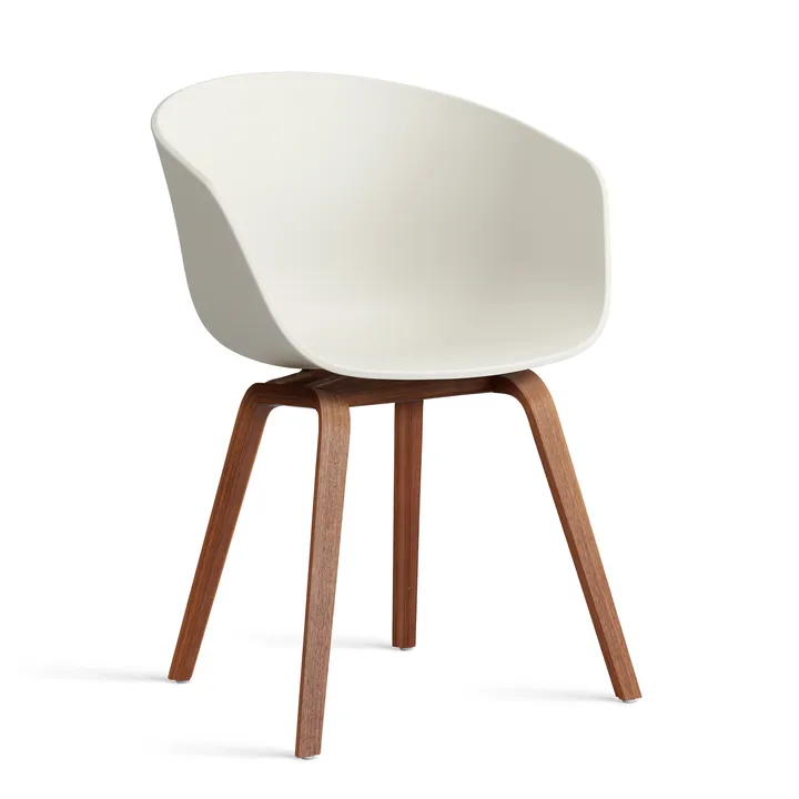 About a Chair 22 2.0 stoel - Melange cream – gelakt walnoot onderstel - HAY