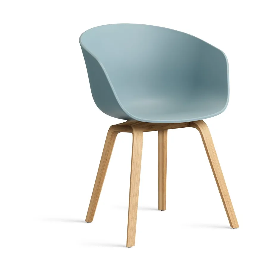 About a Chair 22 stoel, Dusty blue-gelakt eiken statief HAY