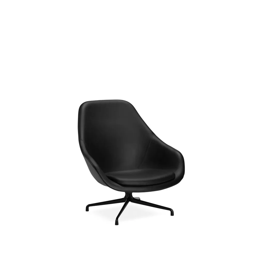 About a Lounge 91 loungestoel, Leer black – zwart aluminium onderstel HAY