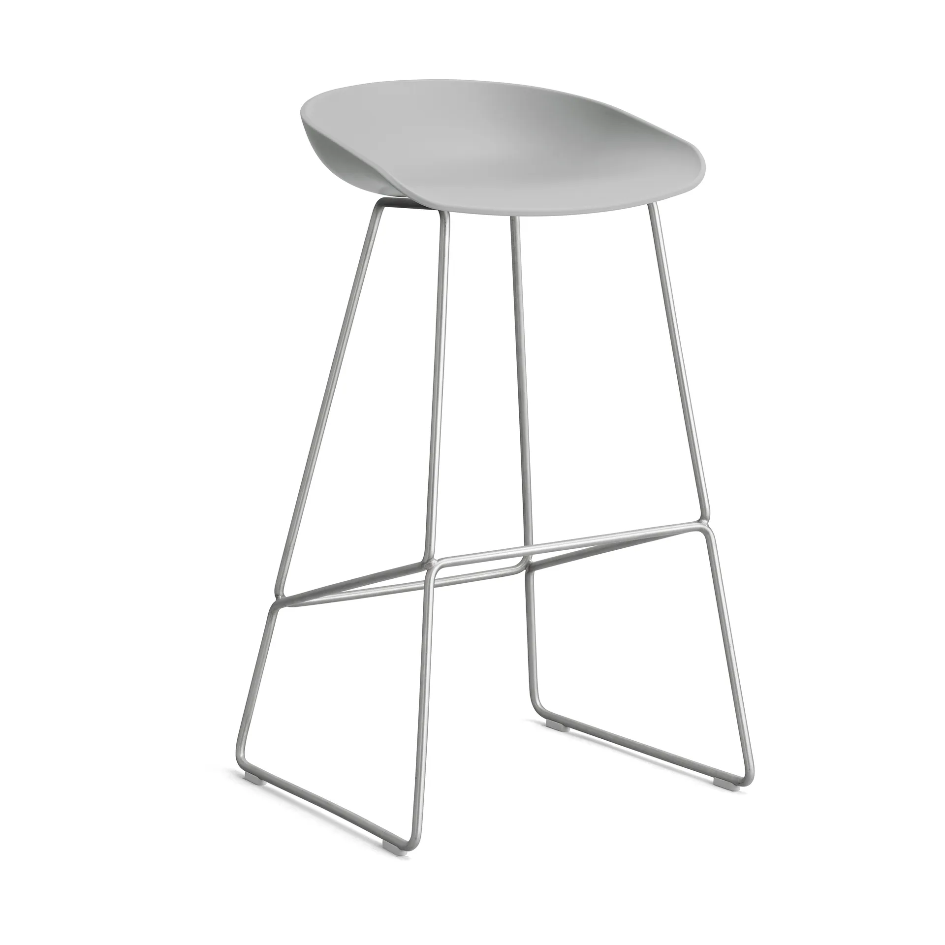 About a Stool 38 High barkruk 2.0, Concrete grey – roestvrijstalen onderstel HAY
