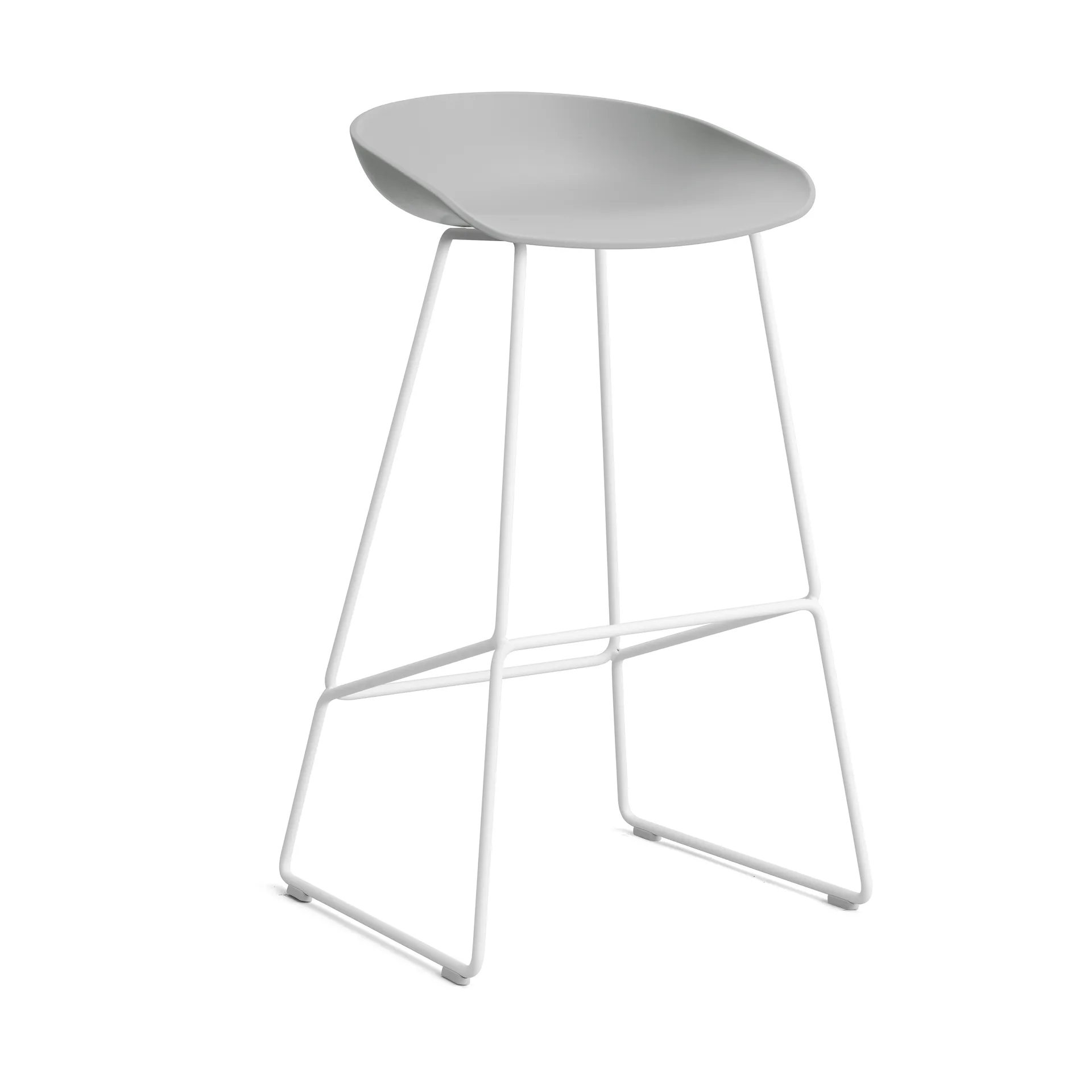 About a Stool 38 High barkruk 2.0, Concrete grey – wit stalen onderstel HAY