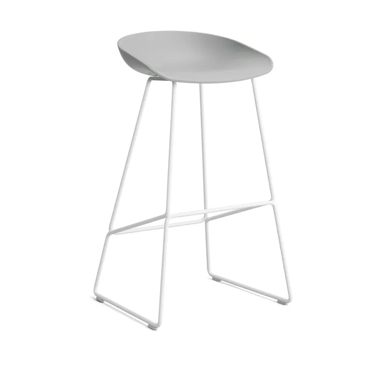 About a Stool 38 High barkruk 2.0 - Concrete grey – wit stalen onderstel - HAY