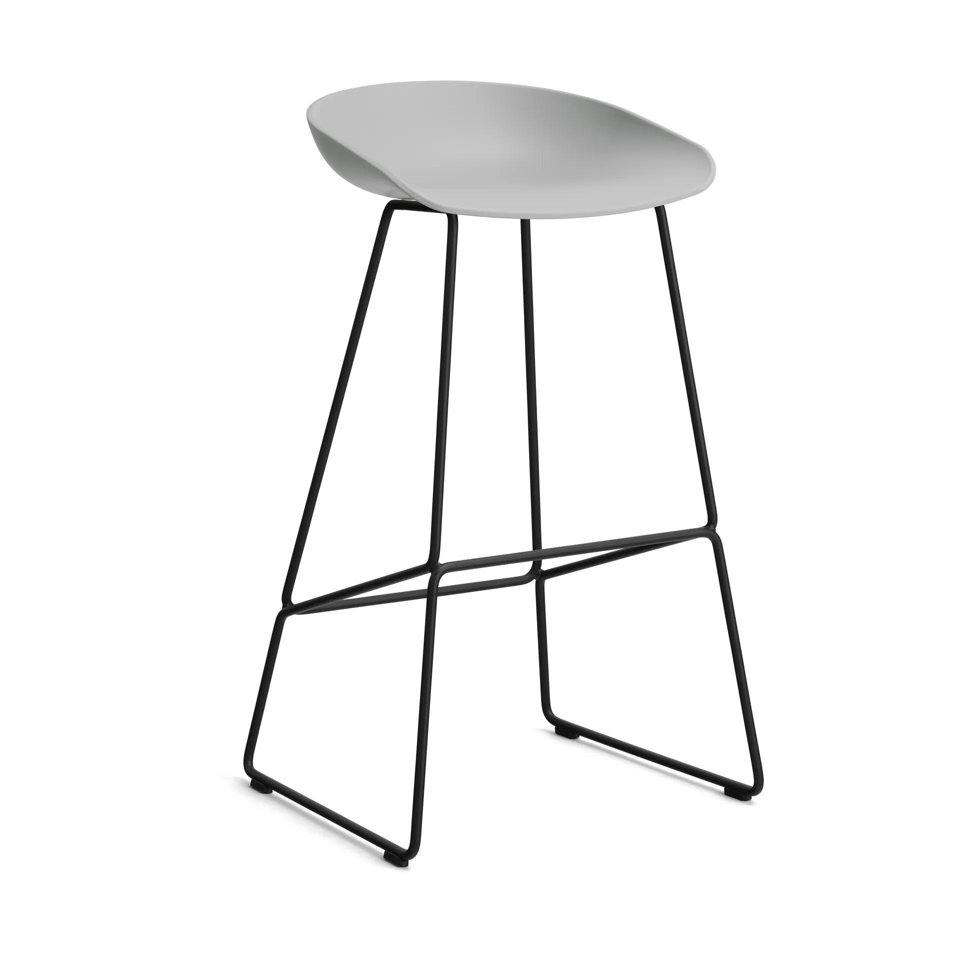 About a Stool 38 High barkruk 2.0, Concrete grey – zwart stalen onderstel HAY