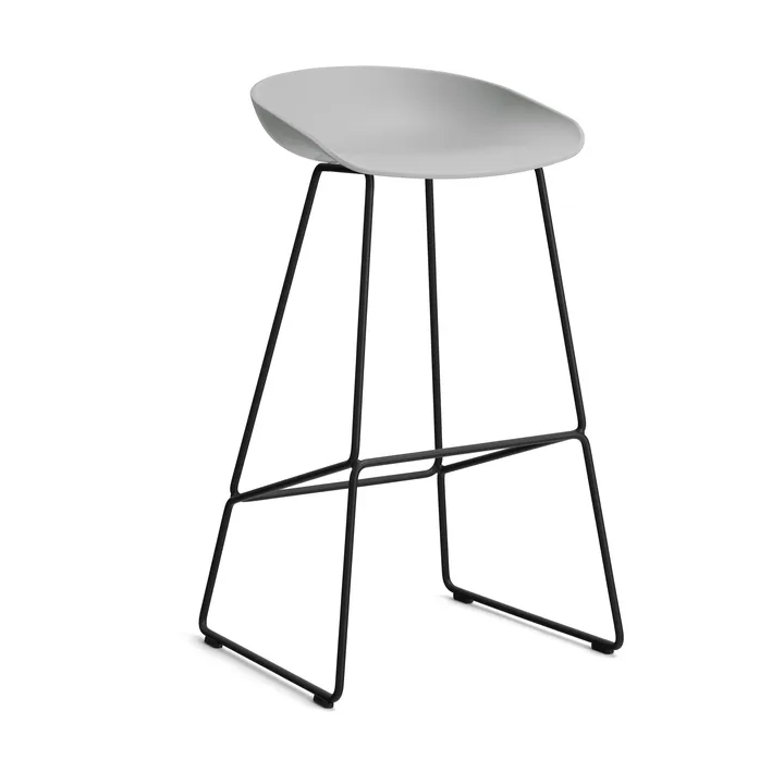About a Stool 38 High barkruk 2.0 - Concrete grey – zwart stalen onderstel - HAY