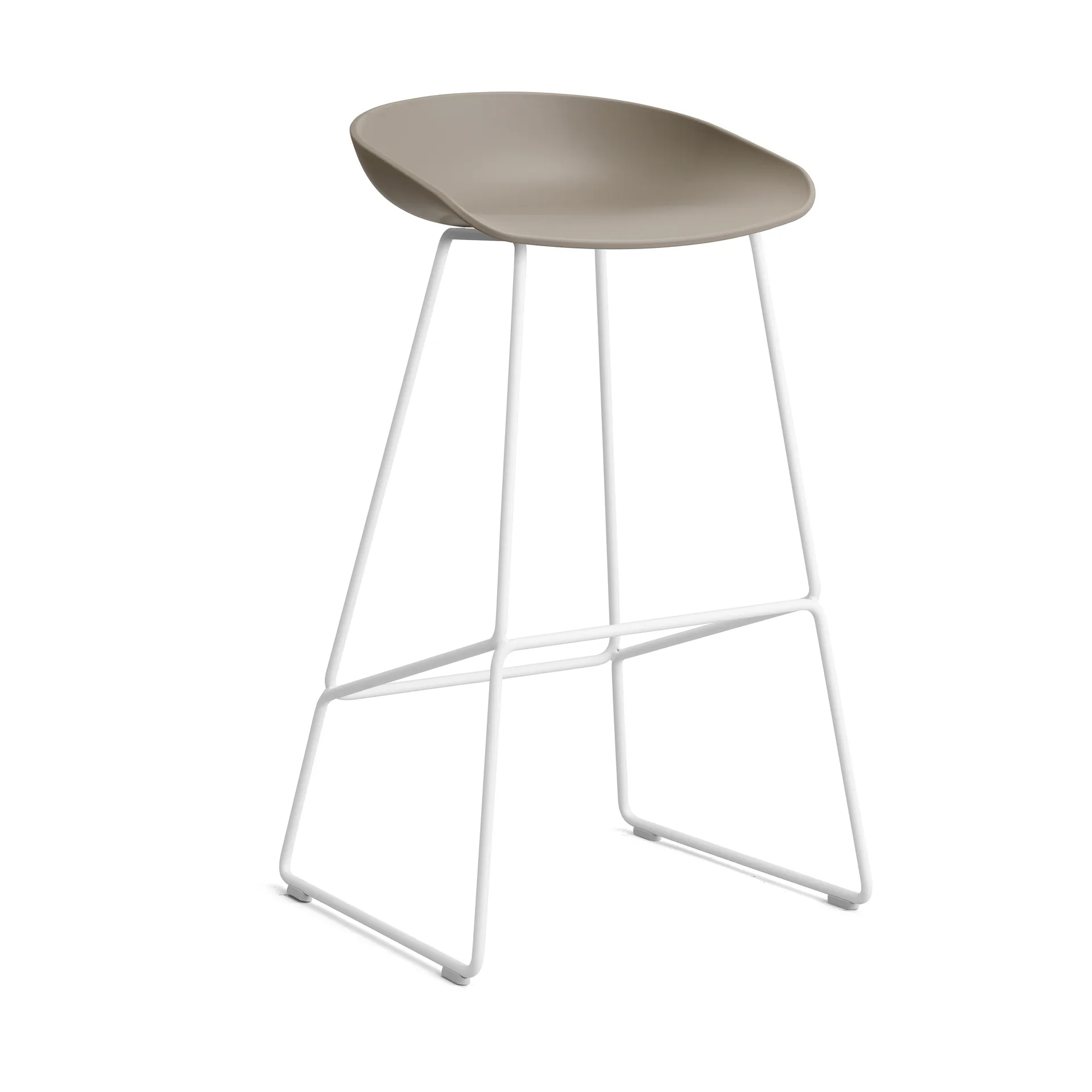 About a Stool 38 High barkruk 2.0, Khaki – wit stalen onderstel HAY
