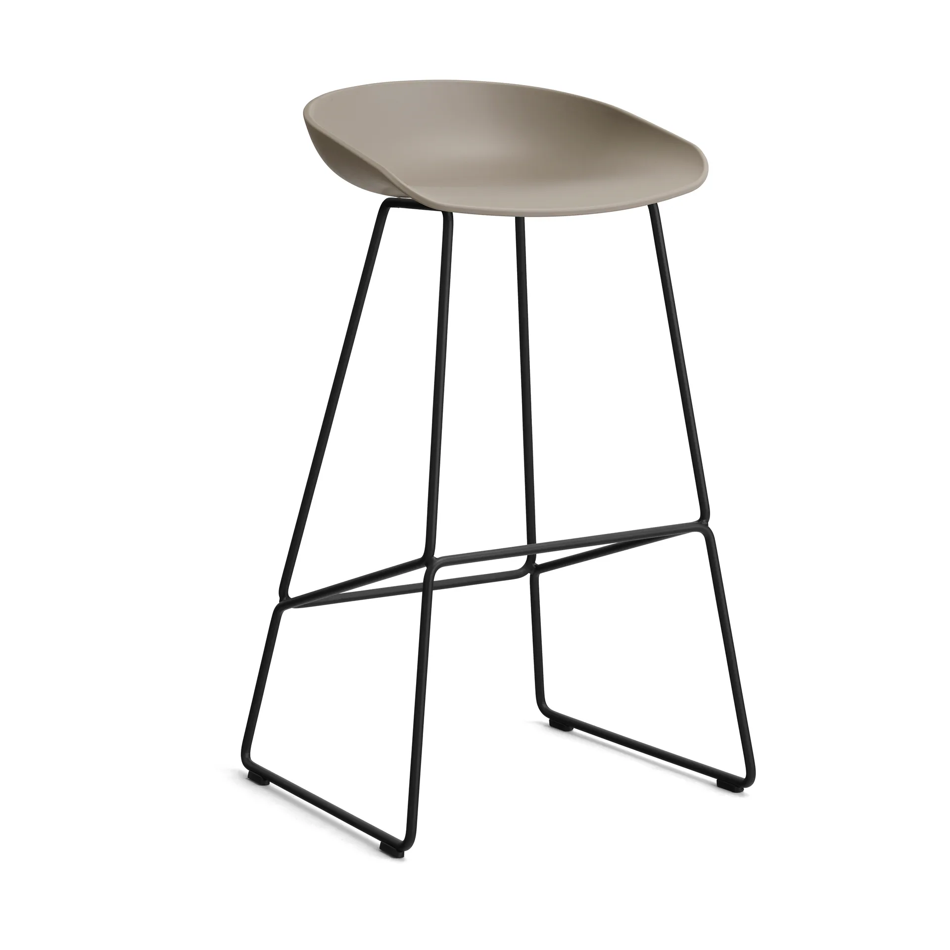 About a Stool 38 High barkruk 2.0, Khaki – zwart stalen onderstel HAY
