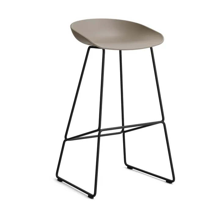 About a Stool 38 High barkruk 2.0 - Khaki – zwart stalen onderstel - HAY