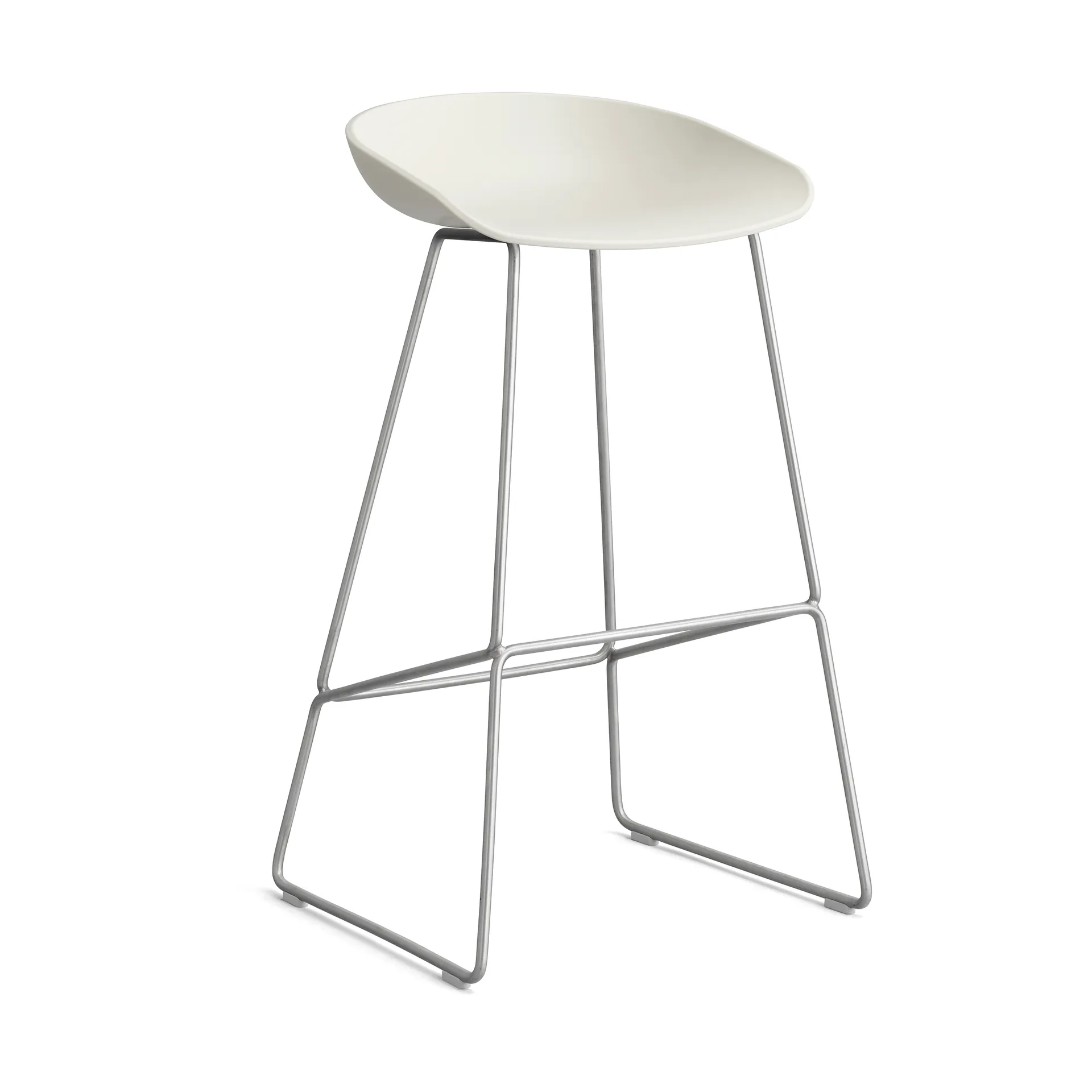 About a Stool 38 High barkruk 2.0, Melange cream – roestvrijstalen onderstel HAY