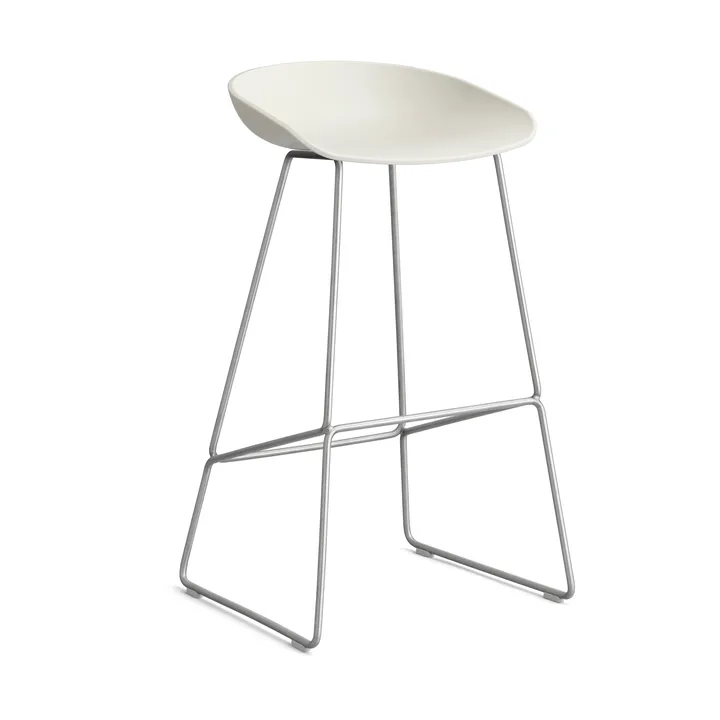 About a Stool 38 High barkruk 2.0 - Melange cream – roestvrijstalen onderstel - HAY