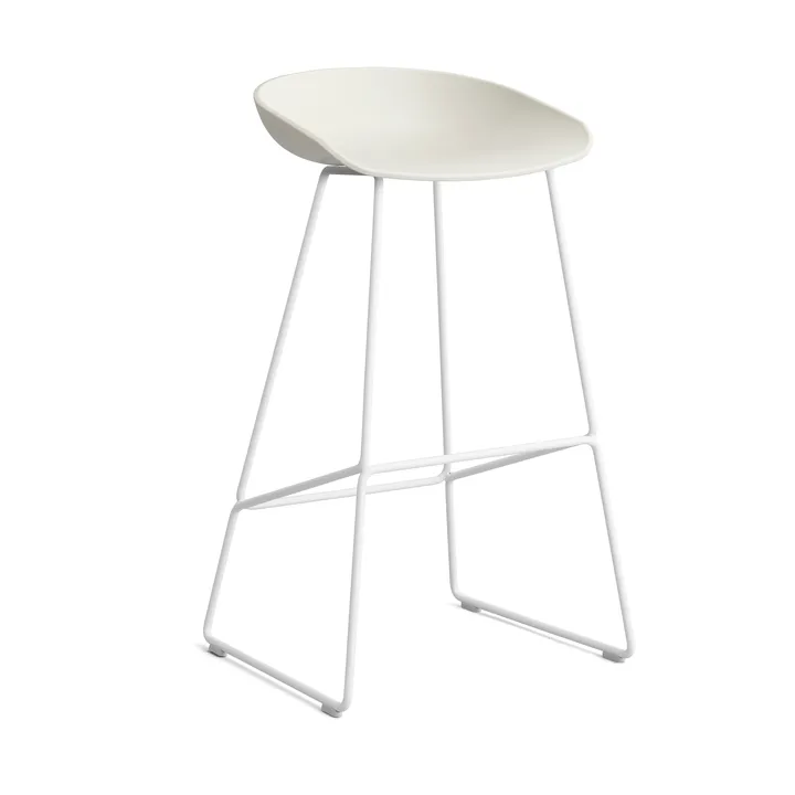 About a Stool 38 High barkruk 2.0 - Melange cream – wit stalen onderstel - HAY