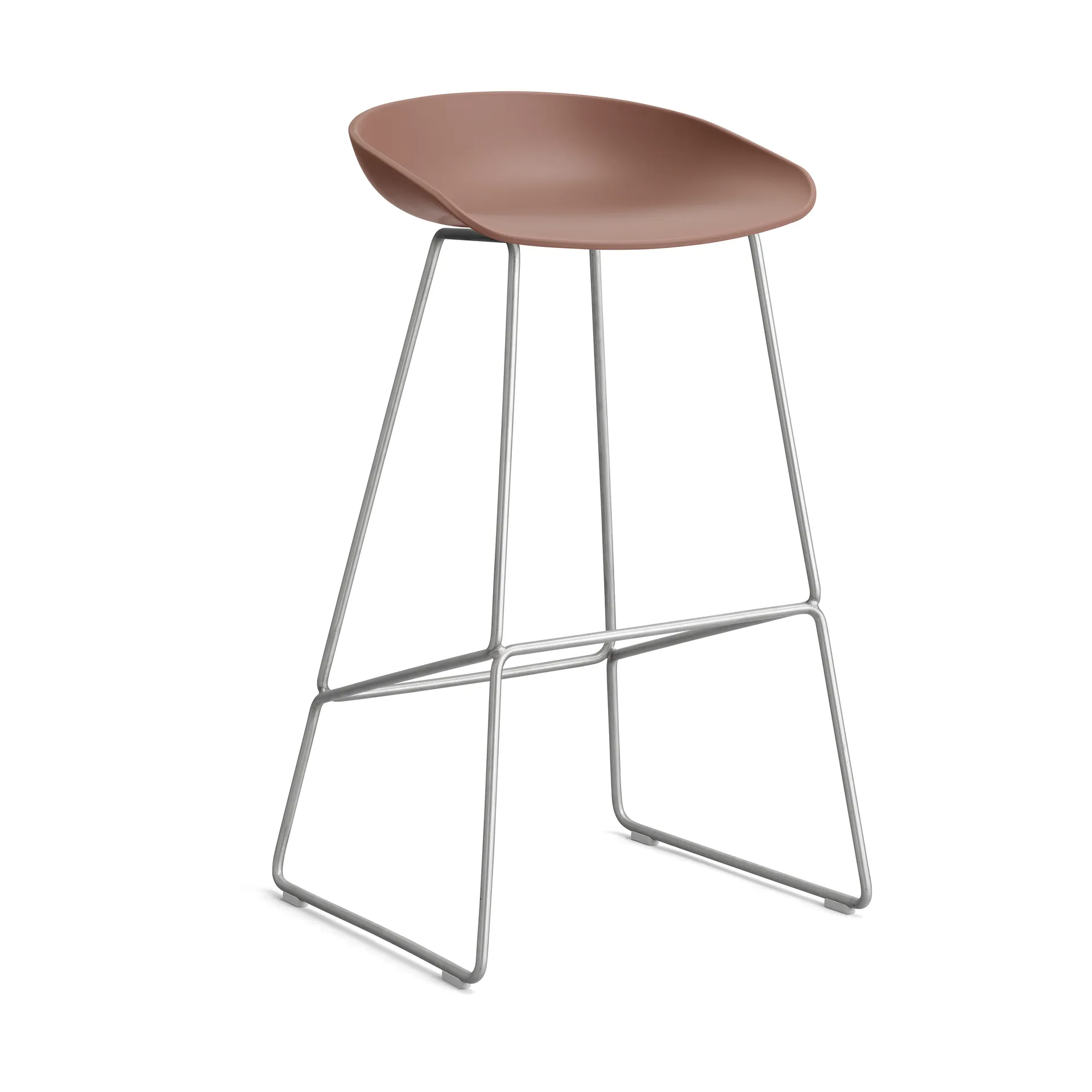 About a Stool 38 High barkruk 2.0, Soft brick – roestvrijstalen onderstel HAY