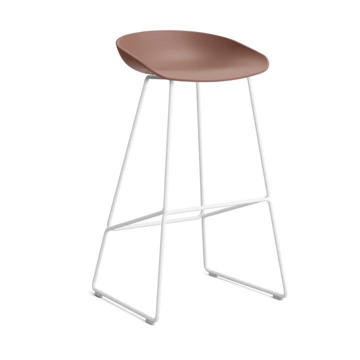 About a Stool 38 High barkruk 2.0 - Soft brick – wit stalen onderstel - HAY