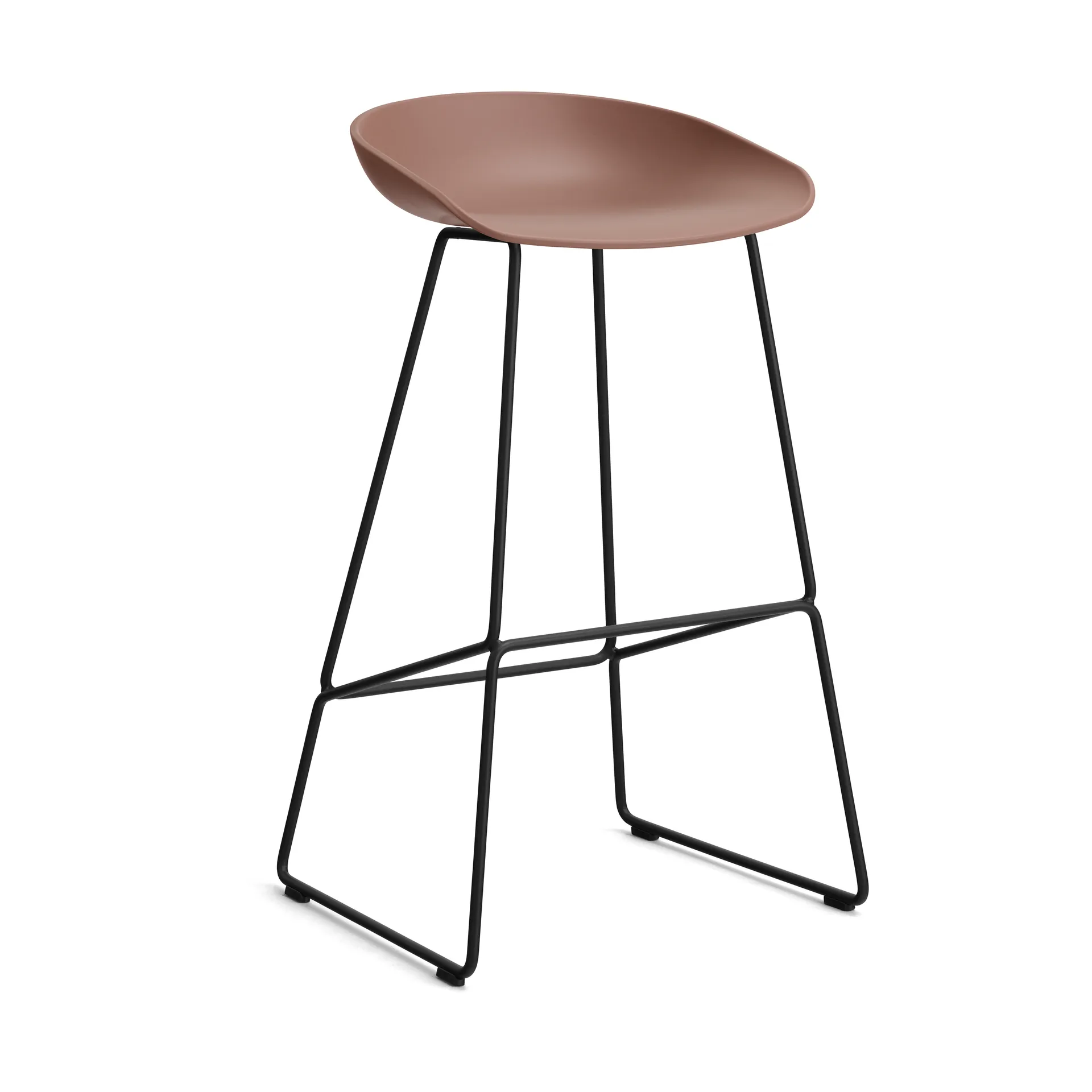 About a Stool 38 High barkruk 2.0, Soft brick – zwart stalen onderstel HAY