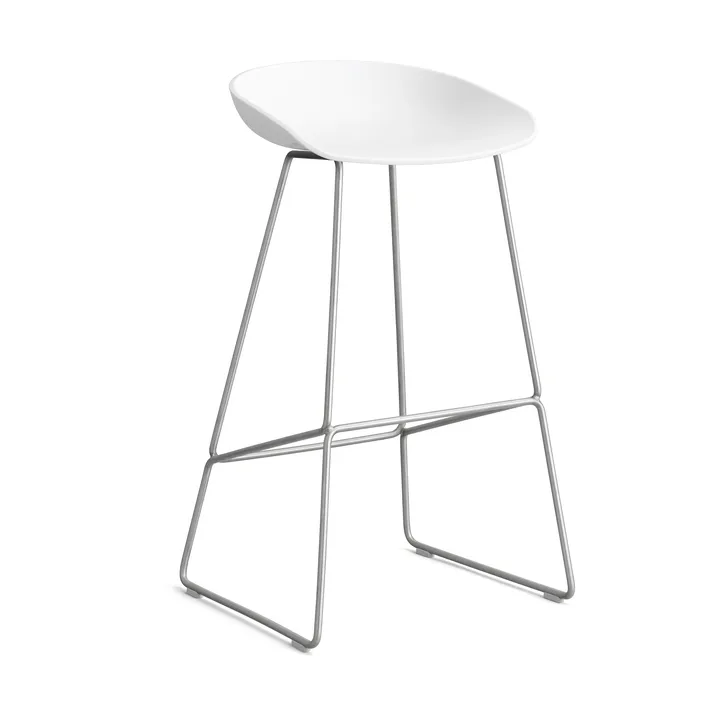About a Stool 38 High barkruk 2.0 - Wit – roestvrijstalen onderstel - HAY