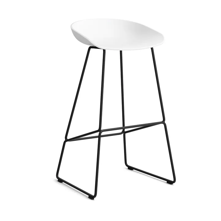 About a Stool 38 High barkruk 2.0 - Wit – zwart stalen onderstel - HAY