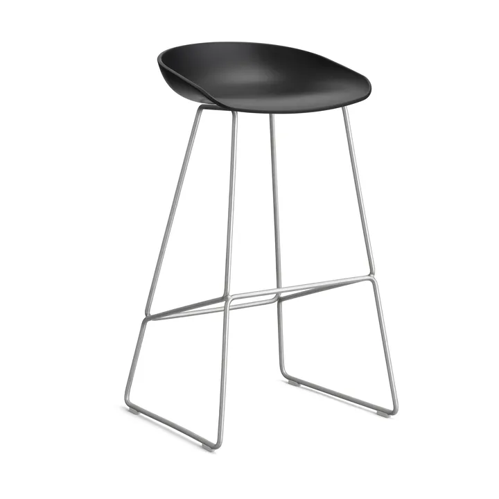 About a Stool 38 High barkruk 2.0 - Zwart – roestvrijstalen onderstel - HAY