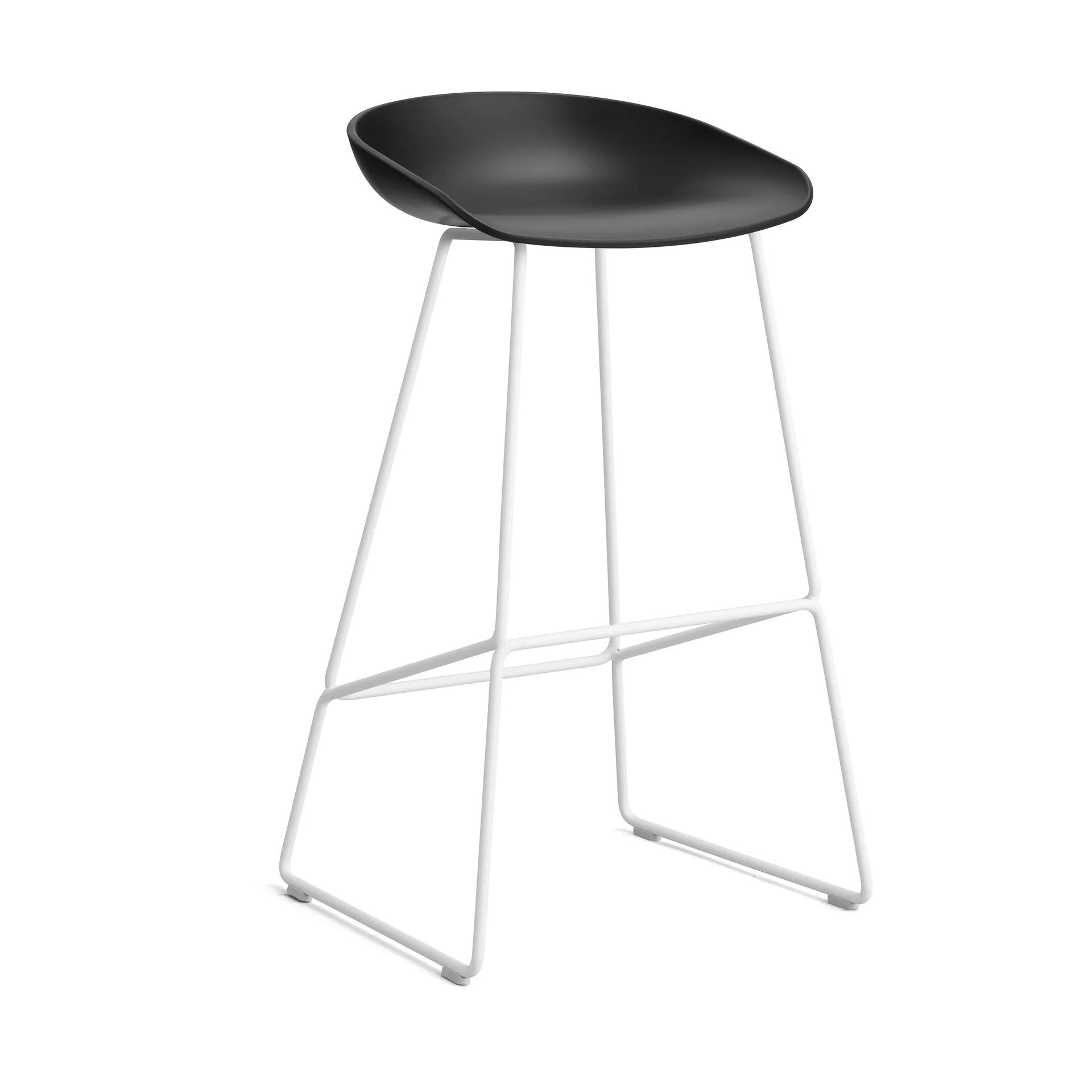 About a Stool 38 High barkruk 2.0, Zwart – wit stalen onderstel HAY