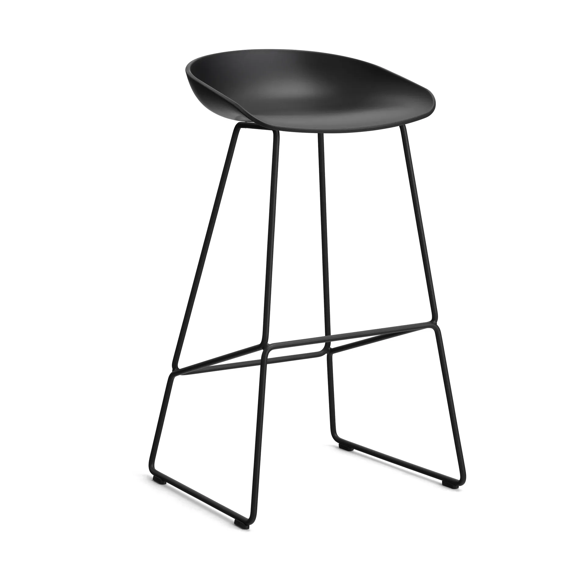 About a Stool 38 High barkruk 2.0, Zwart – zwart stalen onderstel HAY