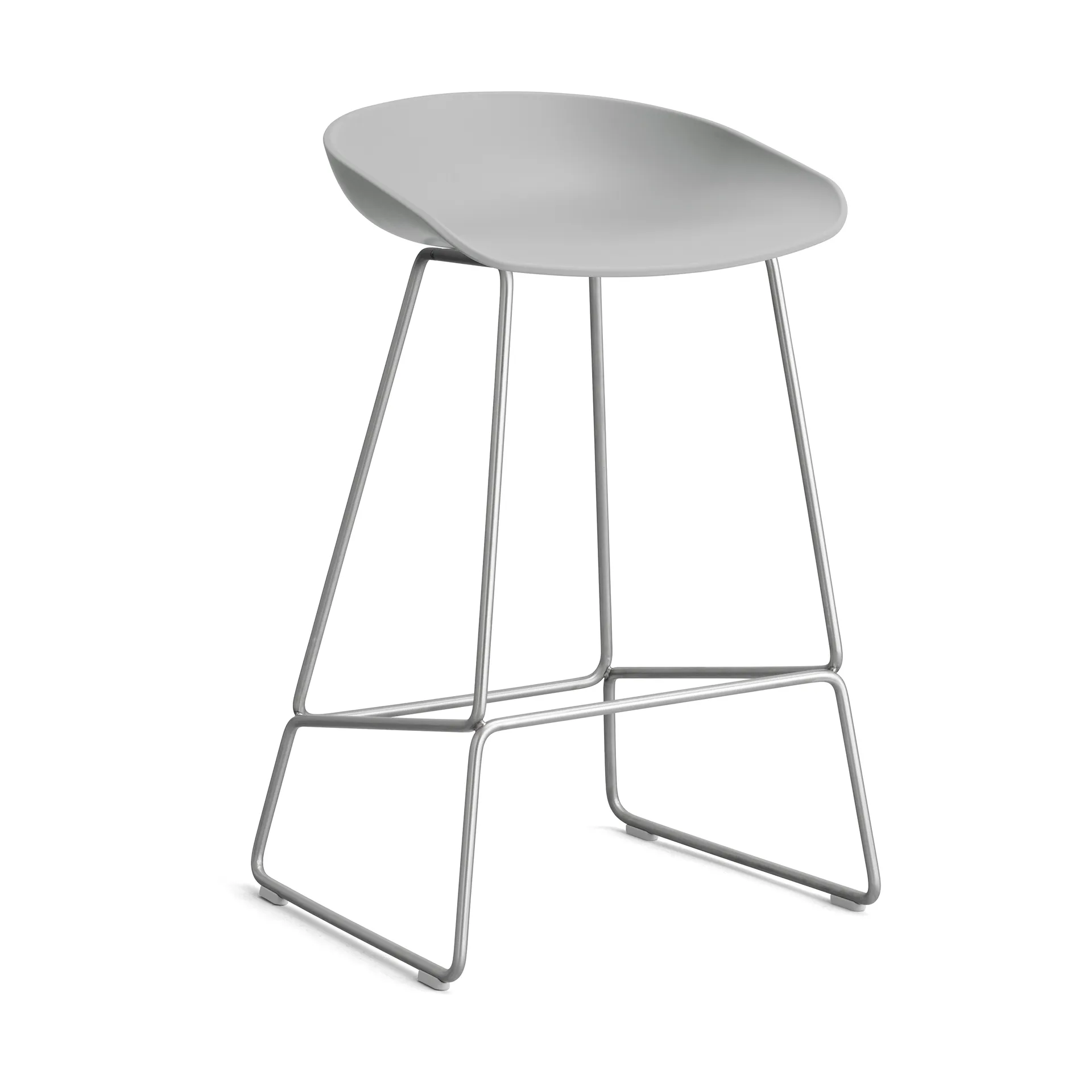 About a Stool 38 Low barkruk 2.0, Concrete grey – roestvrijstalen onderstel HAY