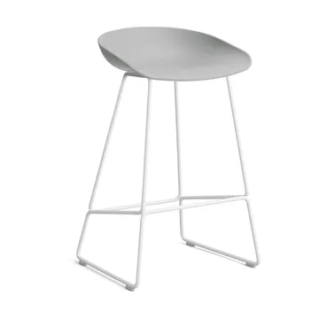 About a Stool 38 Low barkruk 2.0 - Concrete grey – wit stalen onderstel - HAY