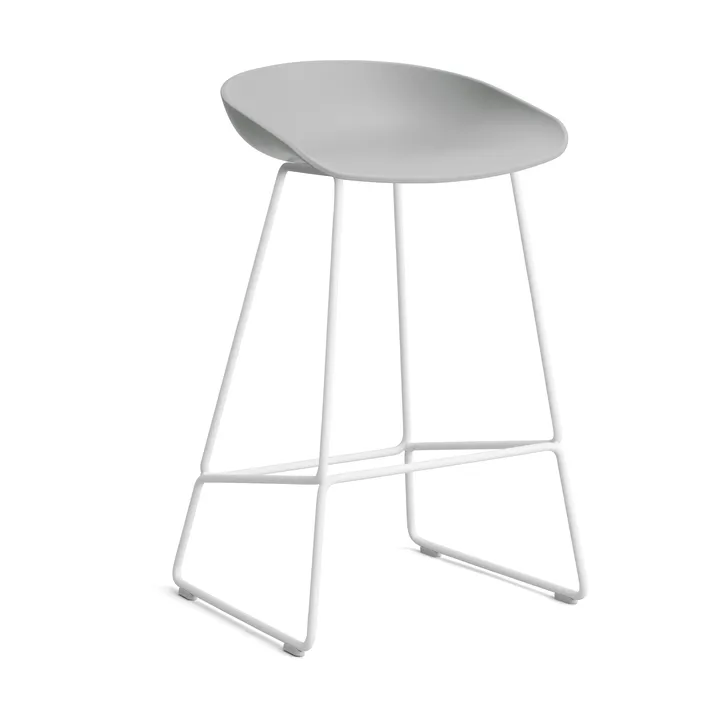 About a Stool 38 Low barkruk 2.0 - Concrete grey – wit stalen onderstel - HAY