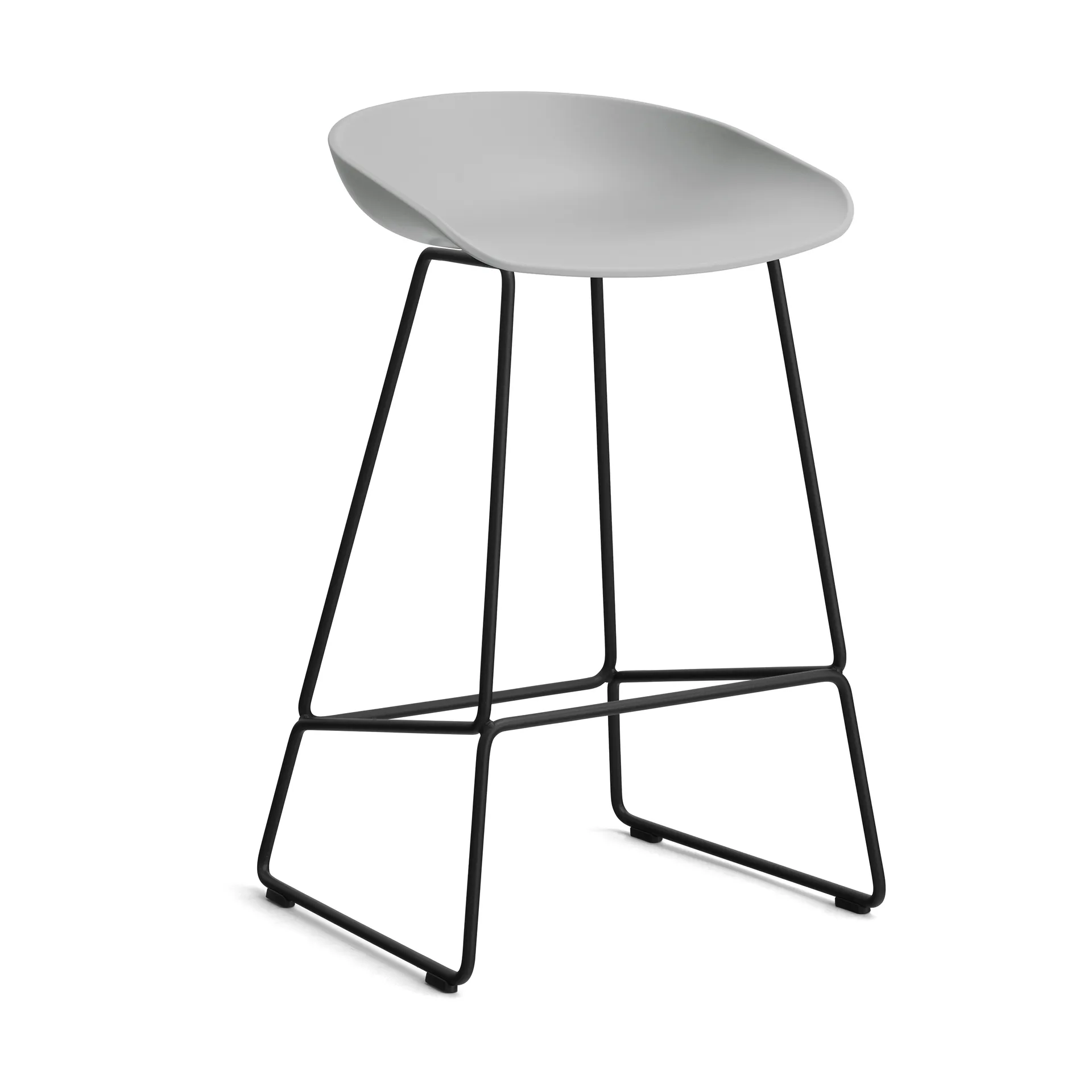 About a Stool 38 Low barkruk 2.0, Concrete grey – zwart stalen onderstel HAY