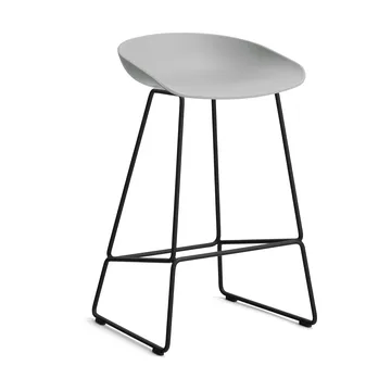 About a Stool 38 Low barkruk 2.0 - Concrete grey – zwart stalen onderstel - HAY