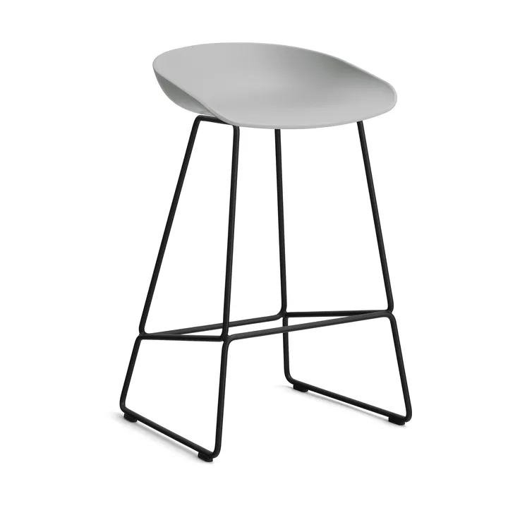 About a Stool 38 Low barkruk 2.0 - Concrete grey – zwart stalen onderstel - HAY