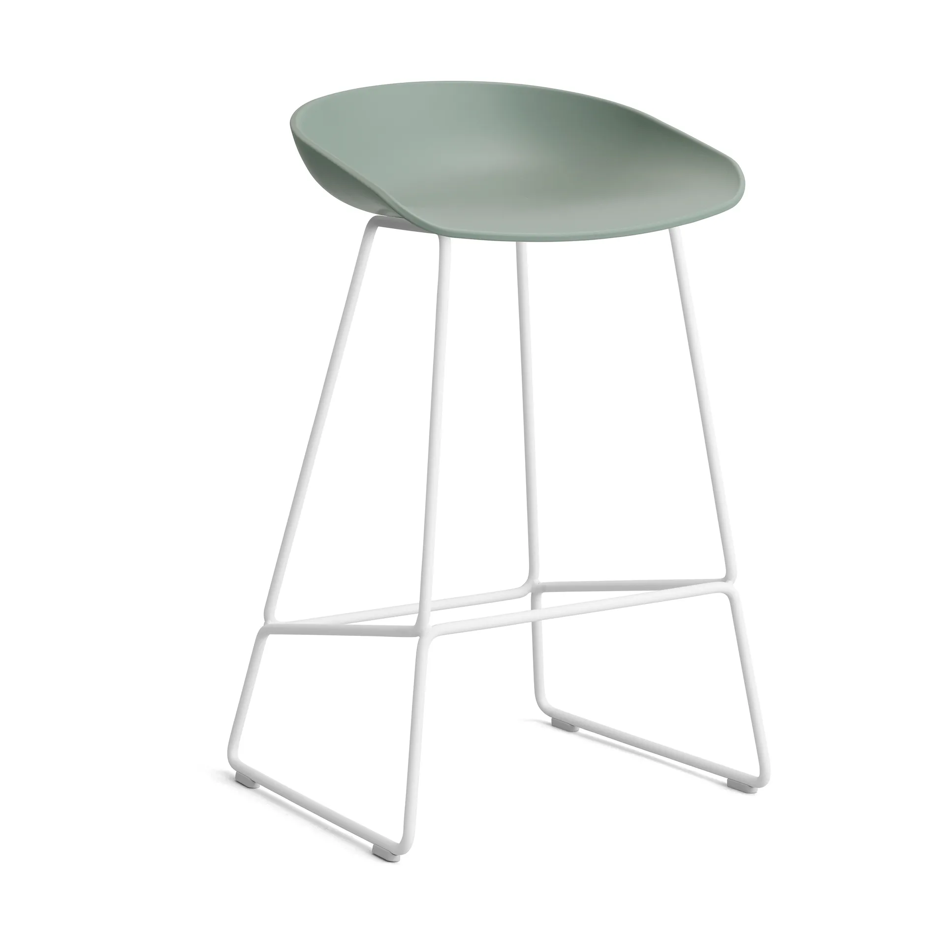 About a Stool 38 Low barkruk 2.0, Fall green – wit stalen onderstel HAY