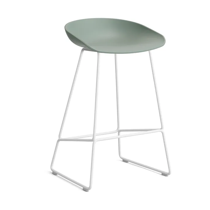 About a Stool 38 Low barkruk 2.0 - Fall green – wit stalen onderstel - HAY