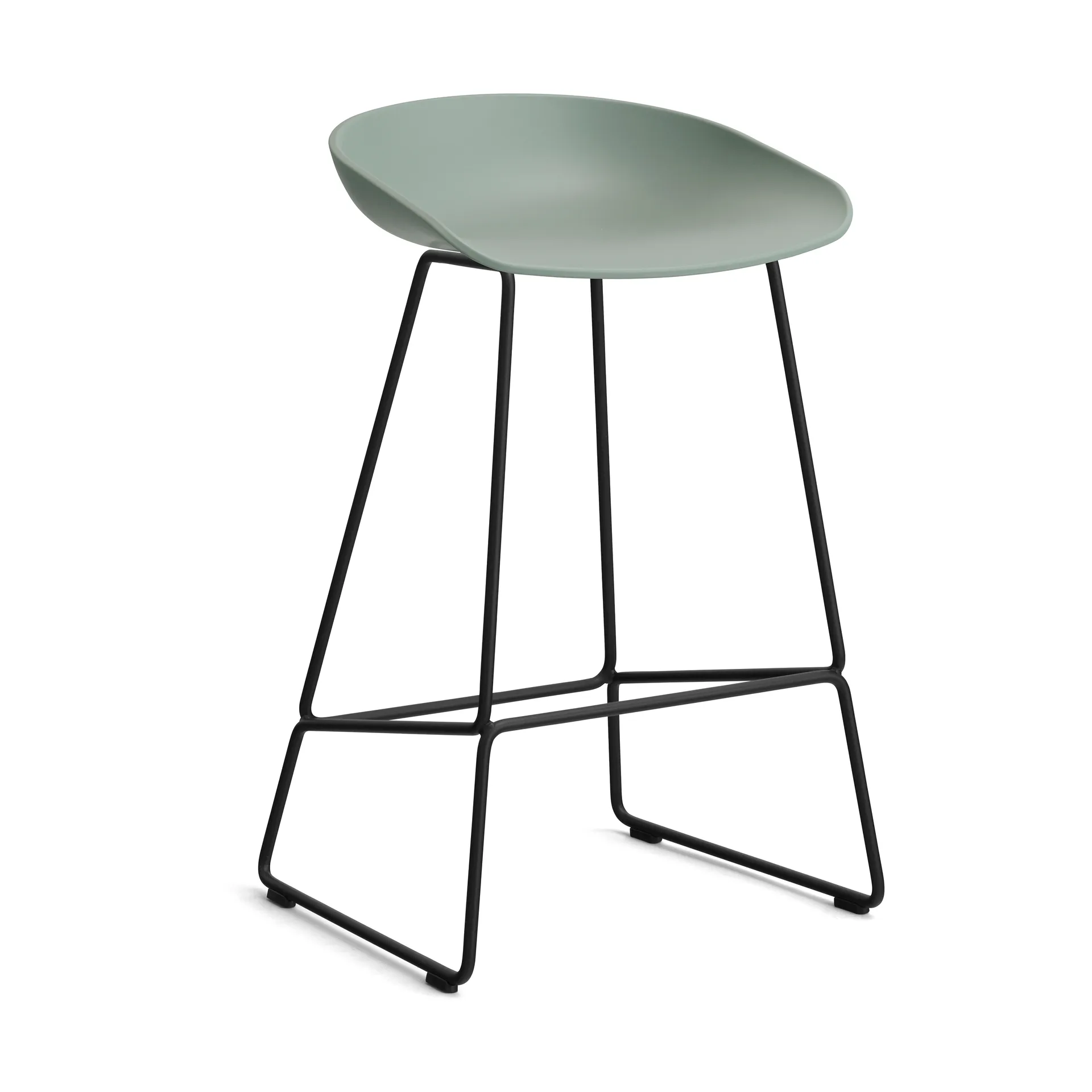 About a Stool 38 Low barkruk 2.0, Fall green – zwart stalen onderstel HAY