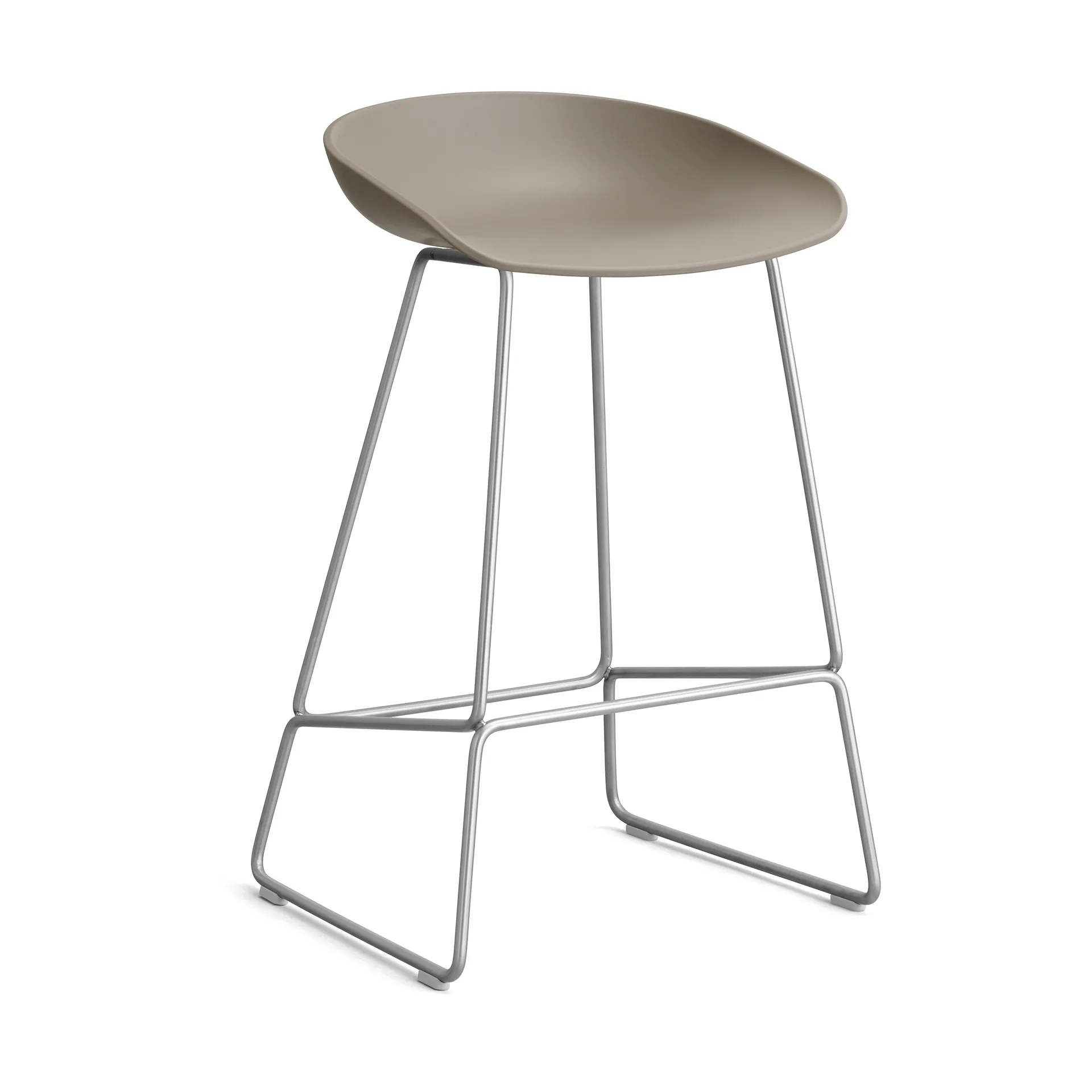 About a Stool 38 Low barkruk 2.0, Khaki – roestvrijstalen onderstel HAY