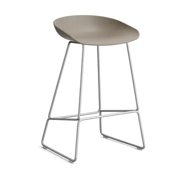 About a Stool 38 Low barkruk 2.0 - Khaki – roestvrijstalen onderstel - HAY