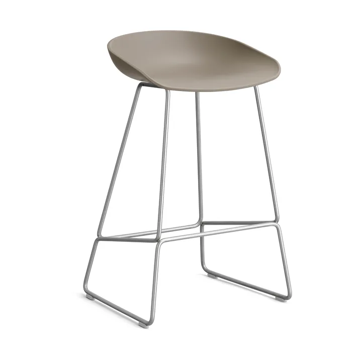 About a Stool 38 Low barkruk 2.0 - Khaki – roestvrijstalen onderstel - HAY