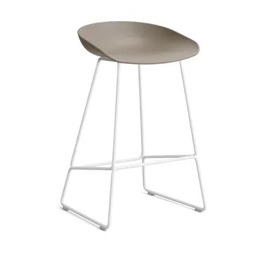 About a Stool 38 Low barkruk 2.0 - Khaki – wit stalen onderstel - HAY
