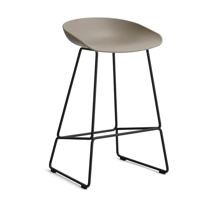 About a Stool 38 Low barkruk 2.0 - Khaki – zwart stalen onderstel - HAY