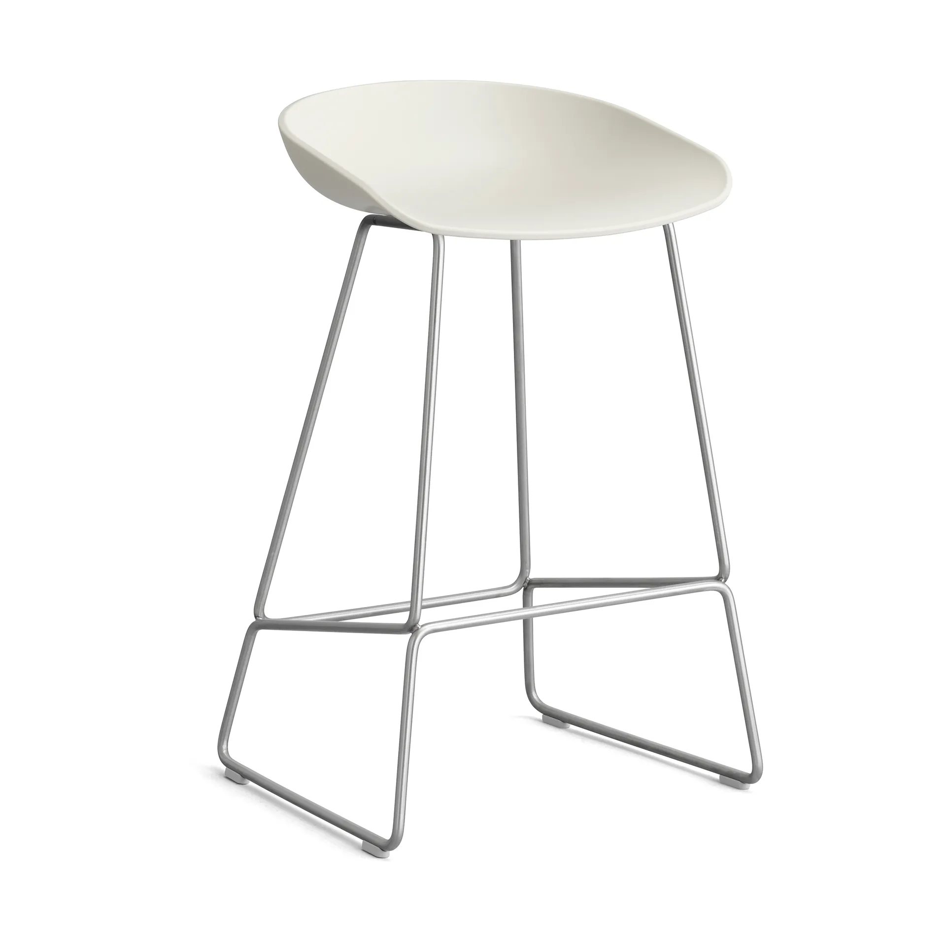 About a Stool 38 Low barkruk 2.0, Melange cream – roestvrijstalen onderstel HAY