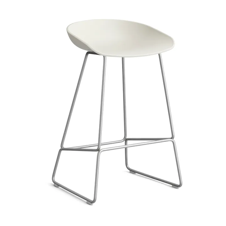About a Stool 38 Low barkruk 2.0 - Melange cream – roestvrijstalen onderstel - HAY