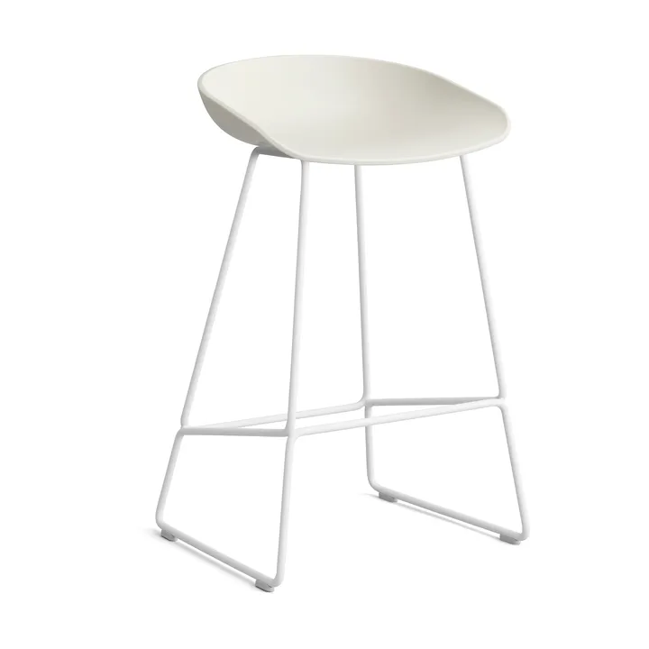 About a Stool 38 Low barkruk 2.0 - Melange cream – wit stalen onderstel - HAY