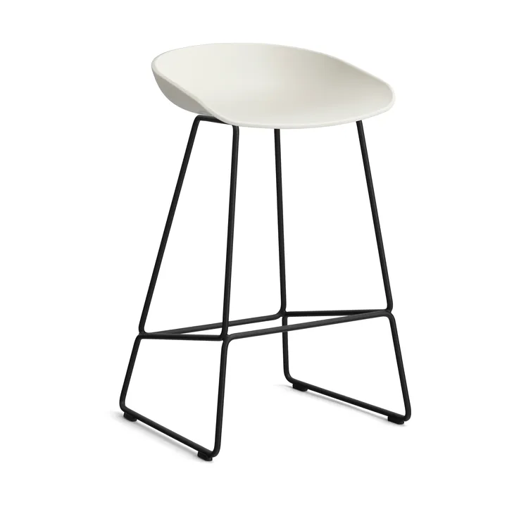 About a Stool 38 Low barkruk 2.0 - Melange cream – zwart stalen onderstel - HAY
